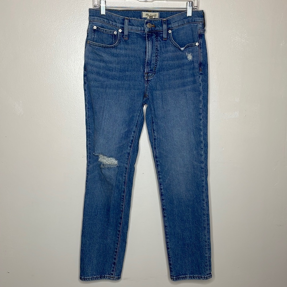 MADEWELL Jeans Distressed Straight Leg Medium Wash 5 Pocket Size 27